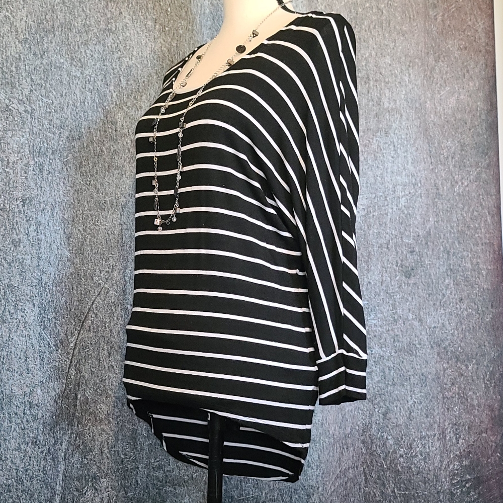 WHBM Black and White Striped Top - Picture 6 of 7